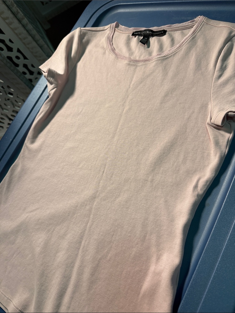 White House Black Market Pale Pink Short-Sleeve Crewneck Tee